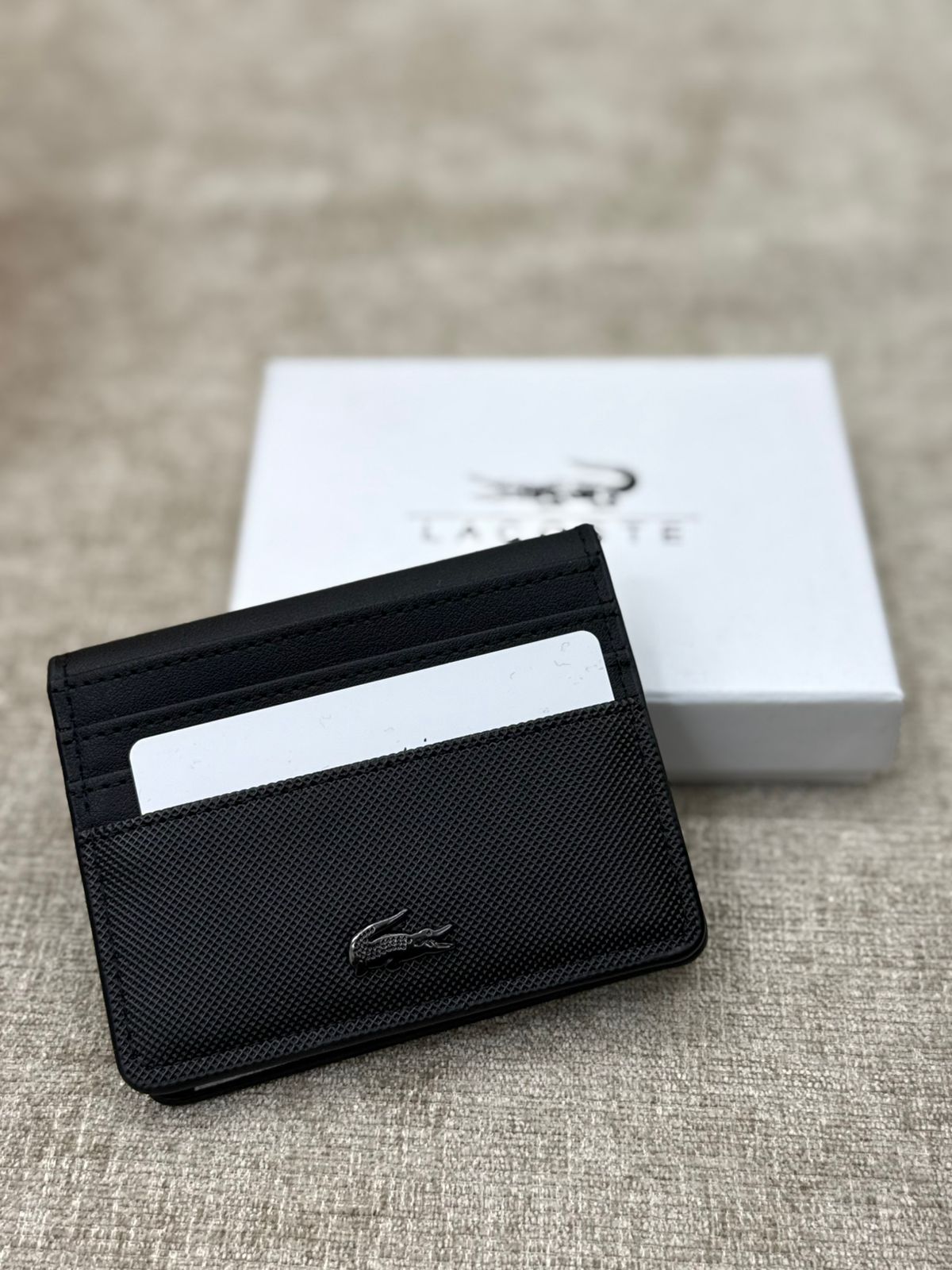 Lacoste Snap Card Holder Wallet with White Gift Box