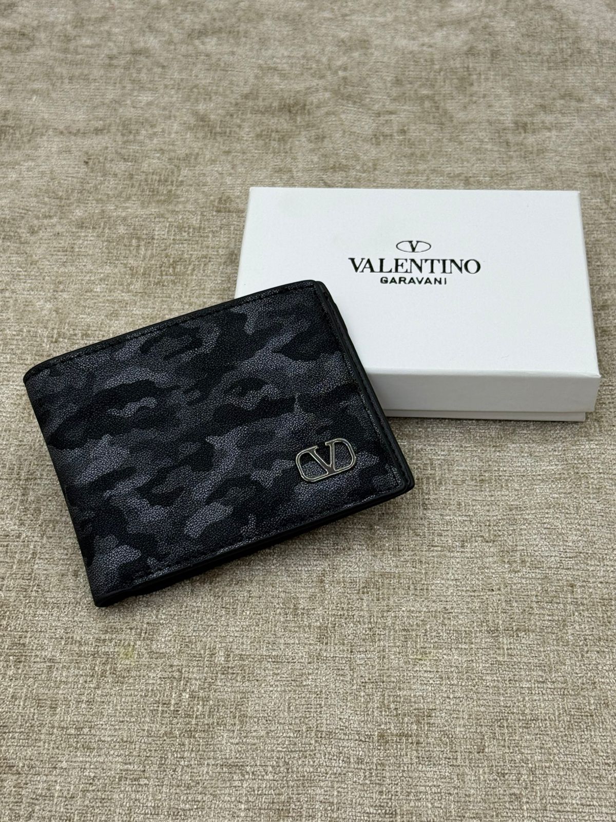 Black Valentino Garavani Camo Men’s Wallet with Gift Box