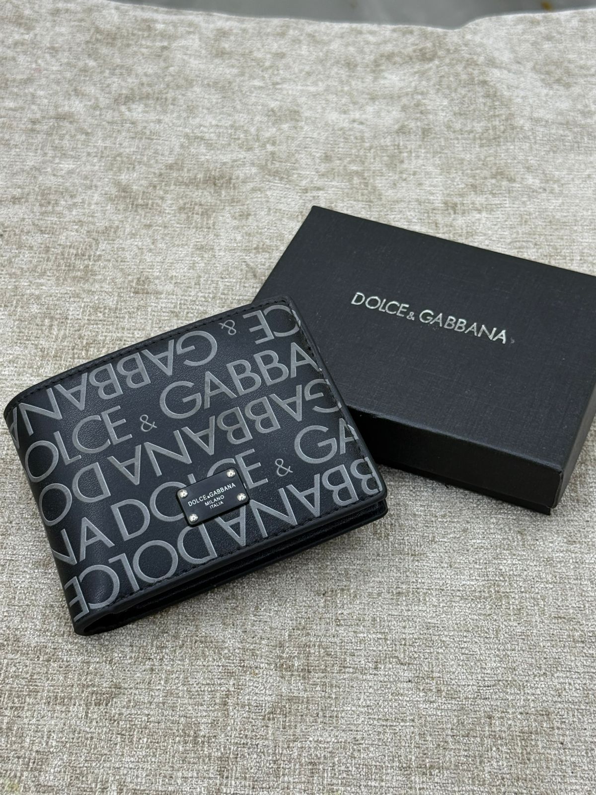 Black Dolce & Gabbana Logo Print Men’s Wallet with Gift Box