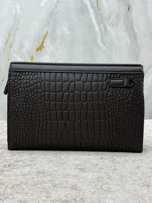 Lacoste Crocodile-Texture Leather Clutch Bags