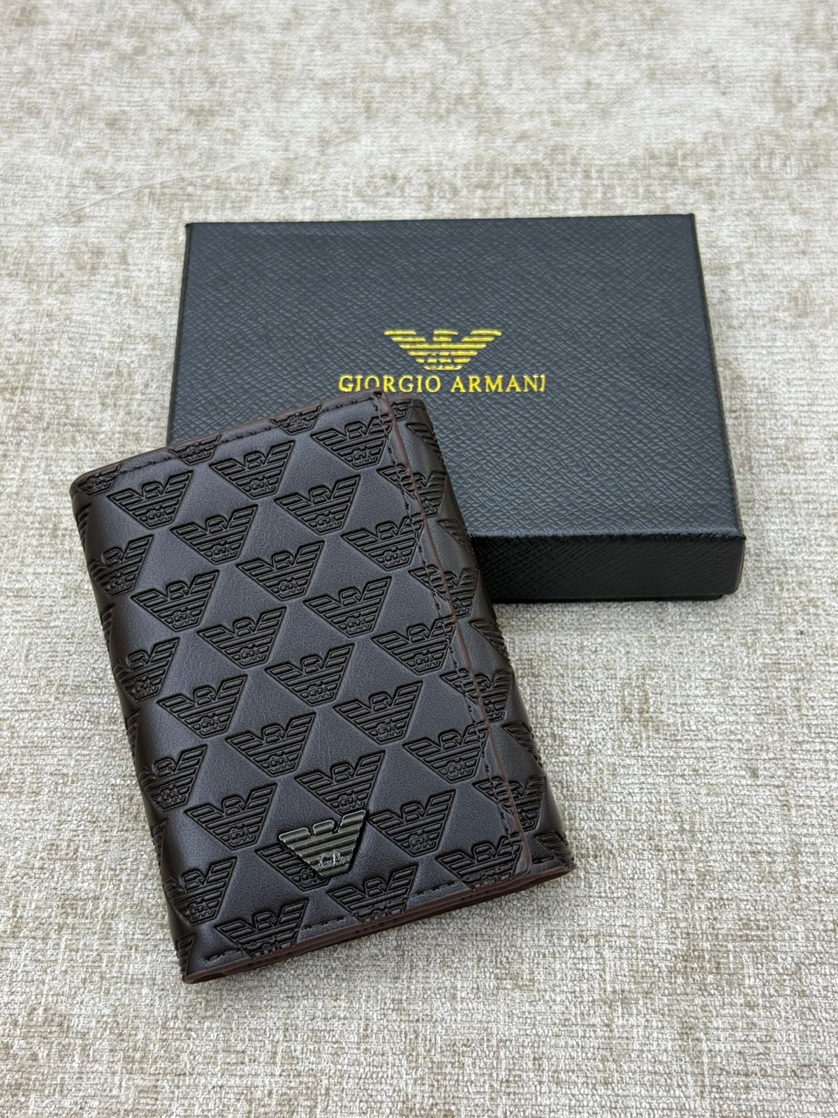 Giorgio Armani Embossed Logo Vertical Men’s Wallet with Gift Box