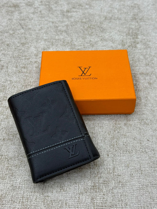 black Louis Vuitton Compact Men’s Wallet with Orange Gift Box