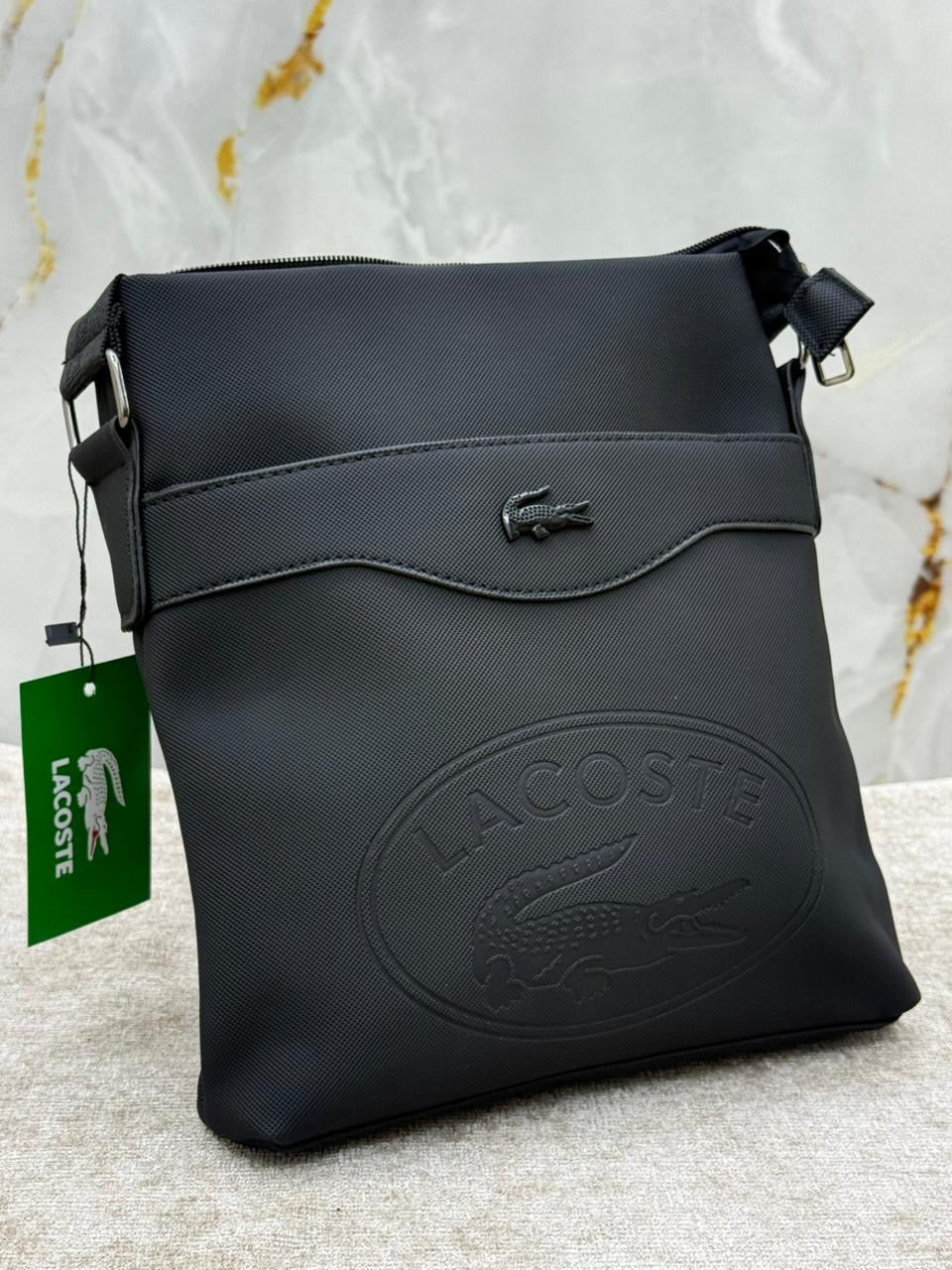 Classic Embossed Flat Crossbody Messenger Bag