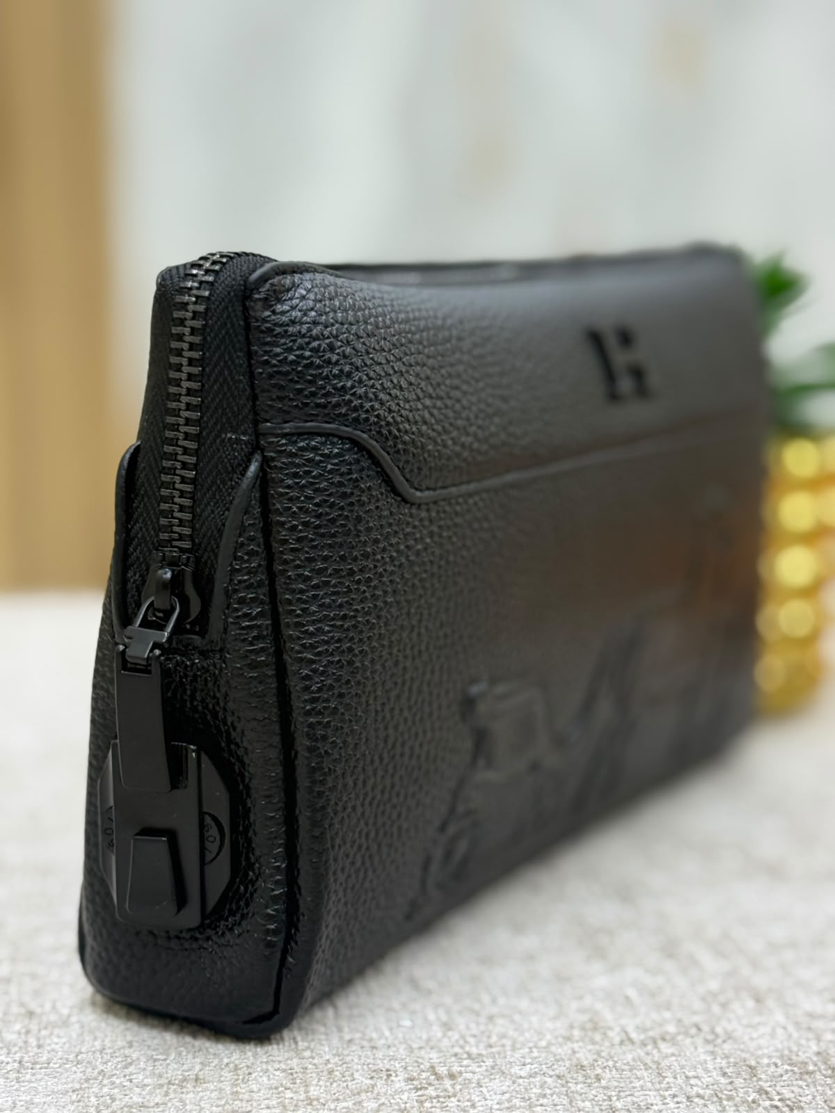 Black Leather Clutch / Long Wallet – Horse & Carriage Embossed Design. - MA STORE