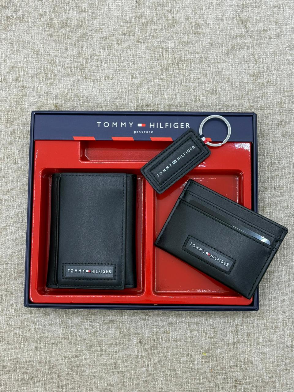 Black Wallet, Card Holder & Keychain Gift Set