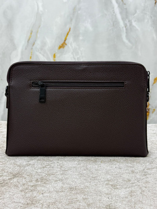 Hermès Leather Clutch Bag with Embossed Horse Carriage Logo