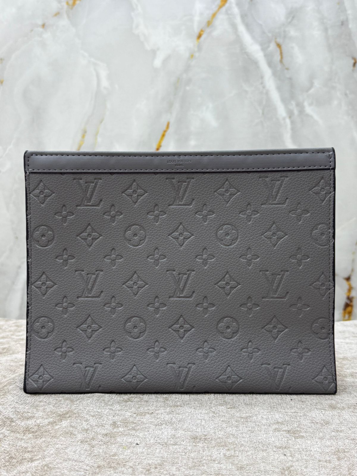 Grey Louis Vuitton Monogram Leather Clutch Bag
