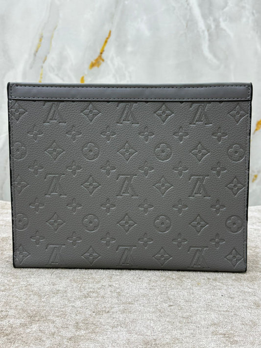 Grey Louis Vuitton Monogram Leather Clutch Bag