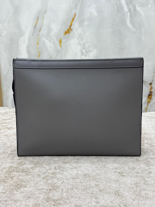 Grey Louis Vuitton Pebbled Leather Clutch Bag