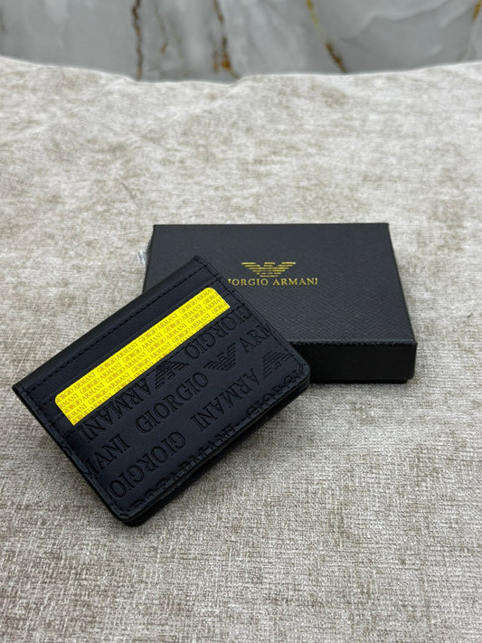 Black Giorgio Armani Snap Card Holder Wallet with Gift Box