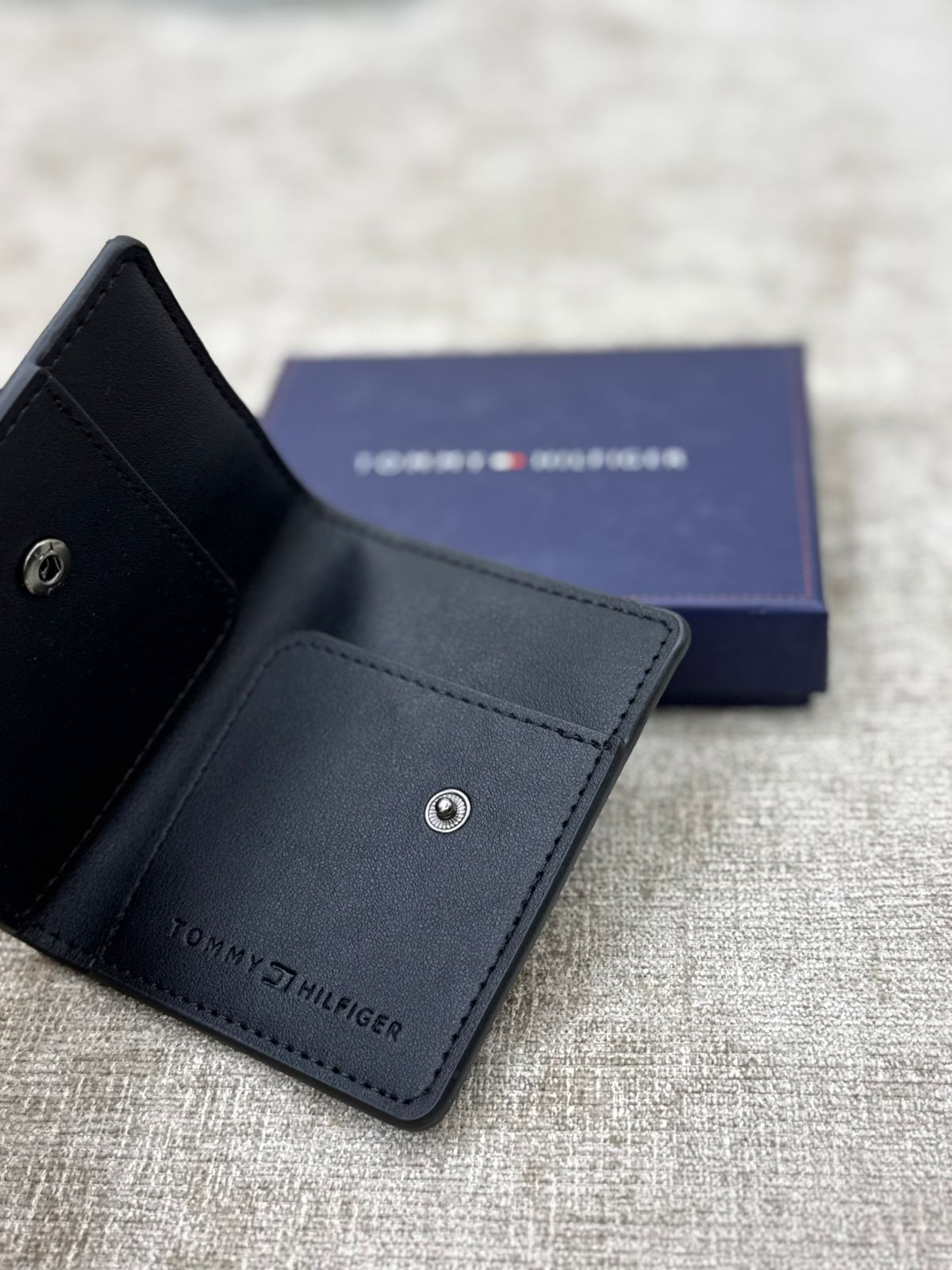 Black Snap Card Holder Wallet with Gift Box