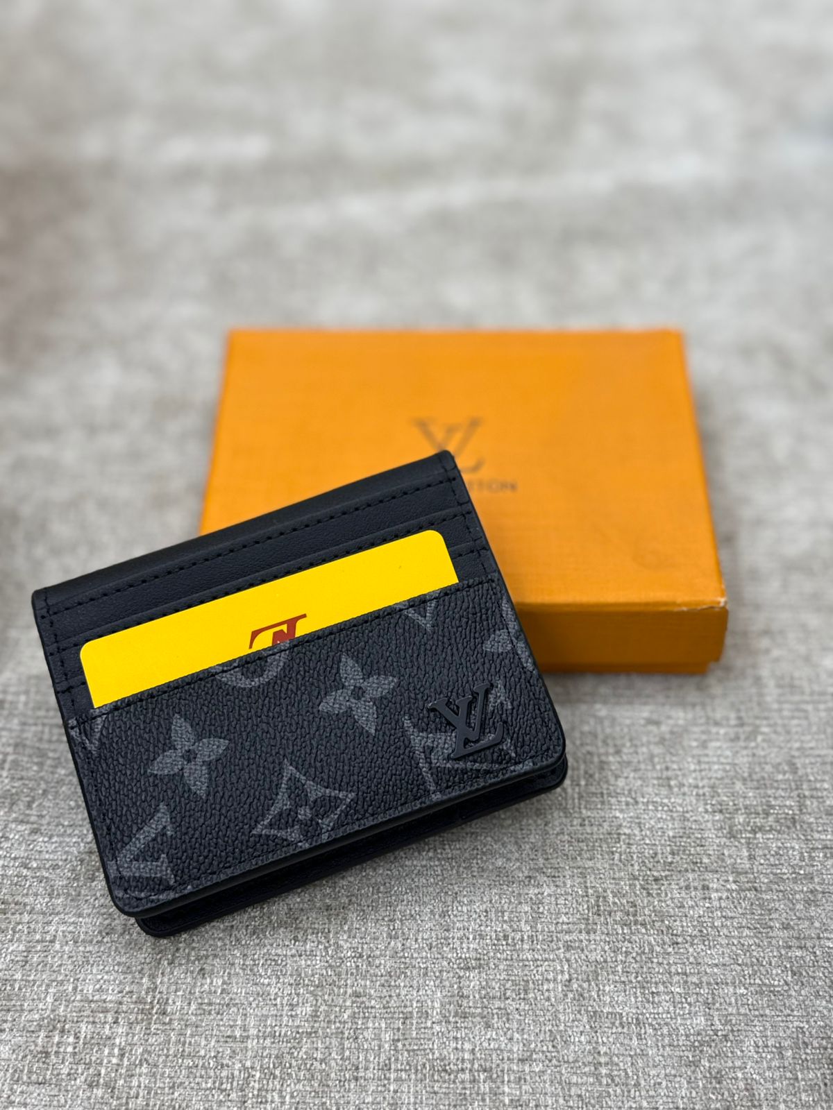 Louis Vuitton Damier Card Holder Wallet with Orange Gift Box