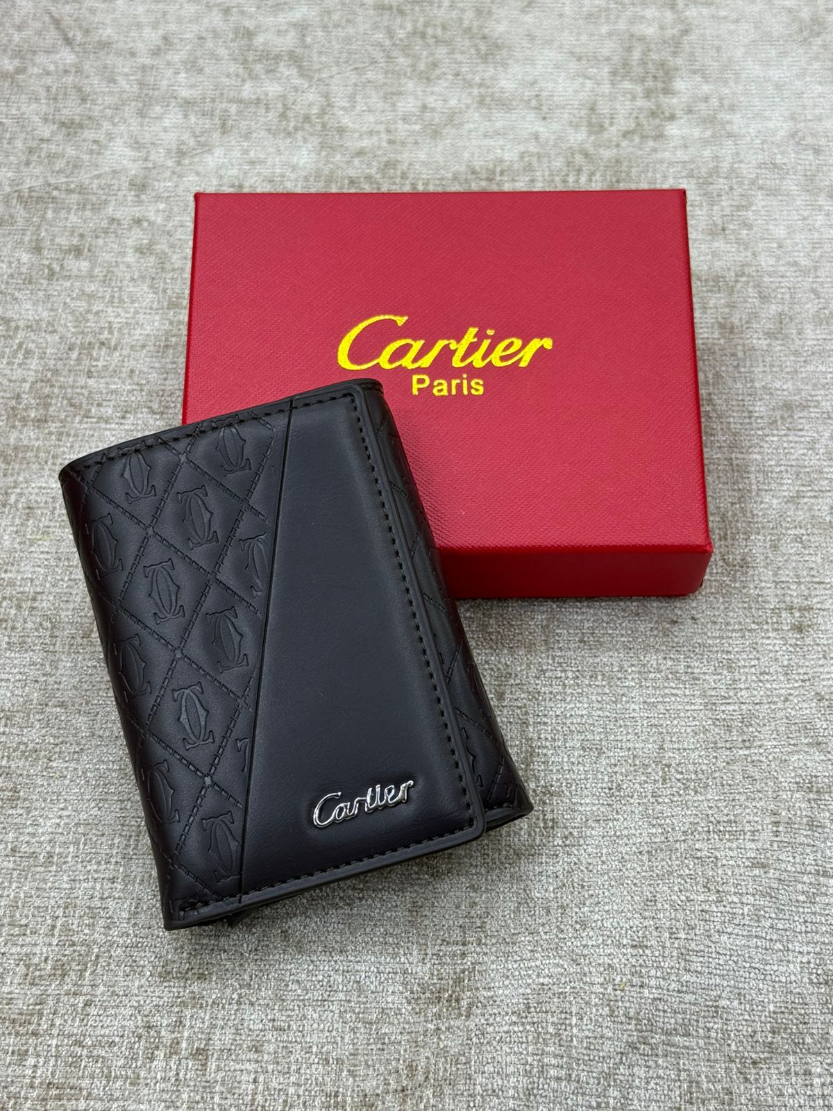 Black Half-Monogram Vertical Men’s Wallet with Red Gift Box