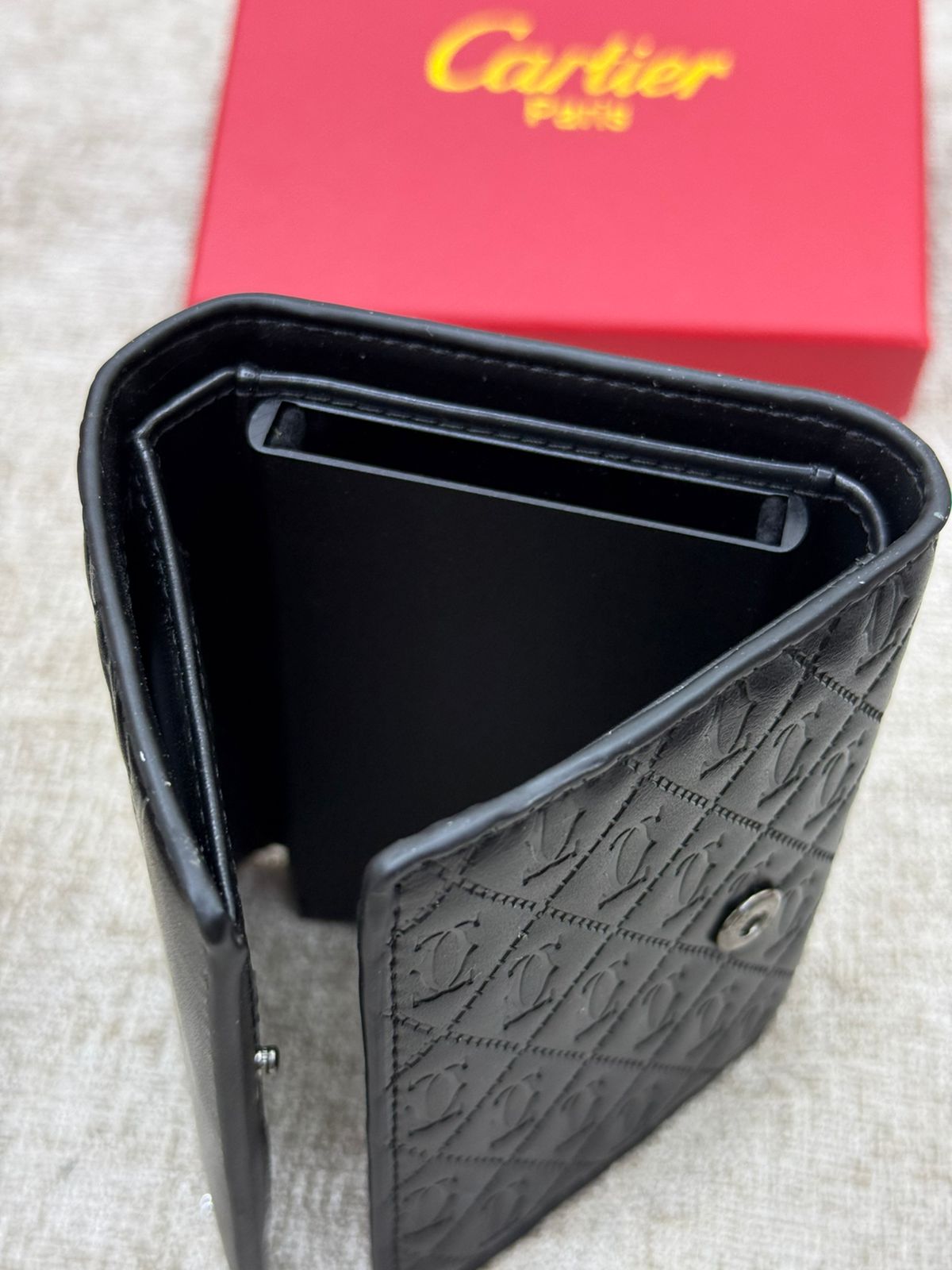 Black Half-Monogram Vertical Men’s Wallet with Red Gift Box