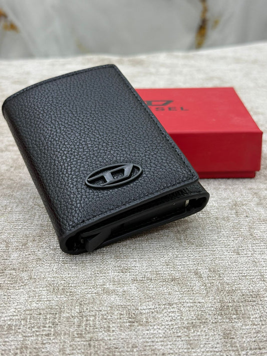 Diesel Pebbled Leather Vertical Men’s Wallet with Red Gift Box