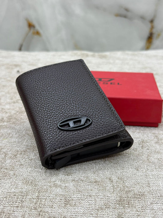 Diesel Pebbled Leather Vertical Men’s Wallet with Red Gift Box