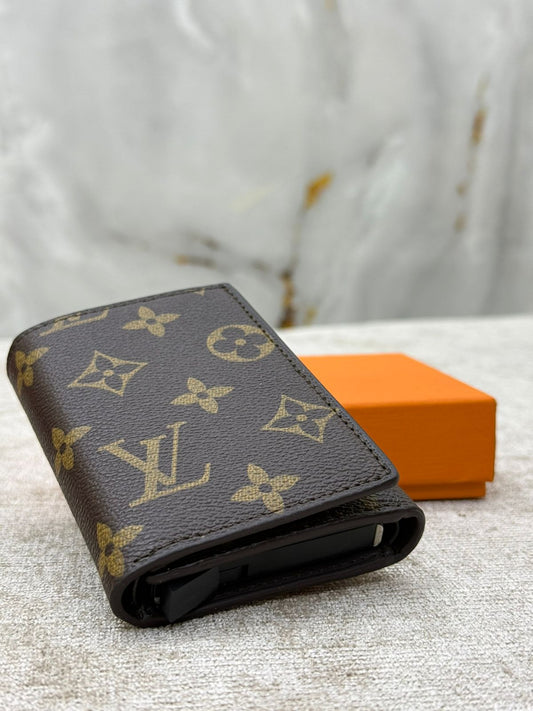 Brown Louis Vuitton Monogram Vertical Men’s Wallet with Orange Gift Box