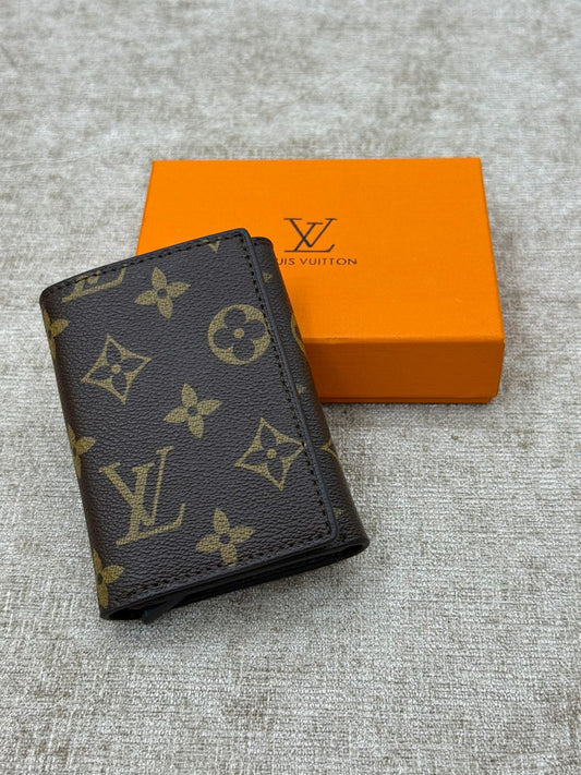 Brown Louis Vuitton Monogram Vertical Men’s Wallet with Orange Gift Box