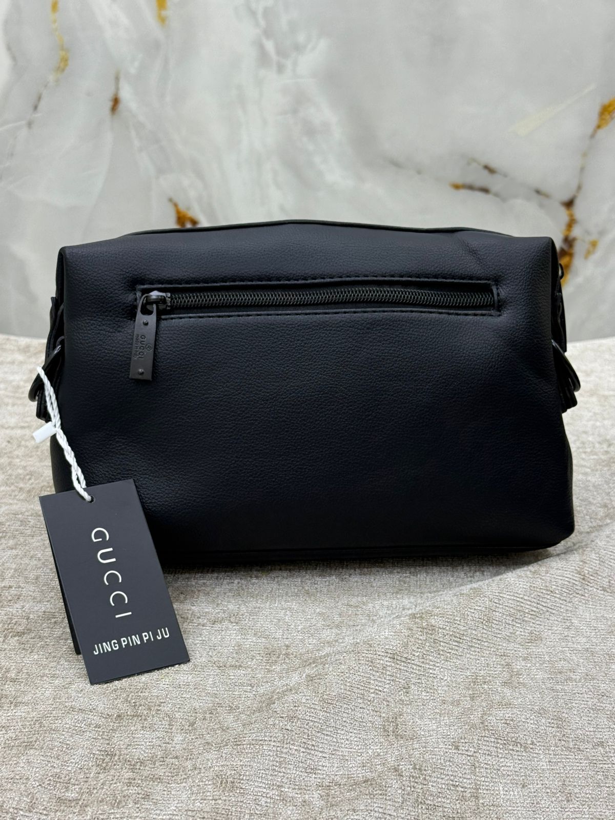 Black Gucci Monogram Leather Crossbody Clutch Bag