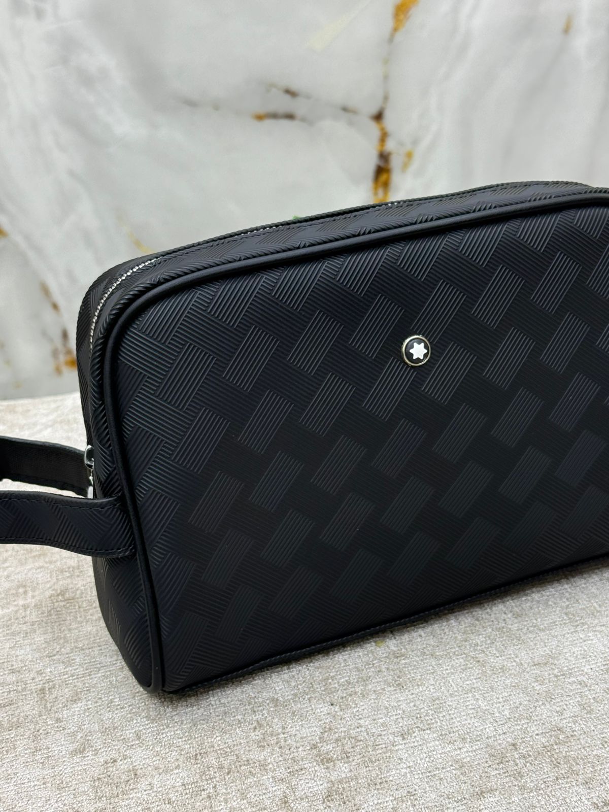 Black Woven Pattern Leather Clutch Bag