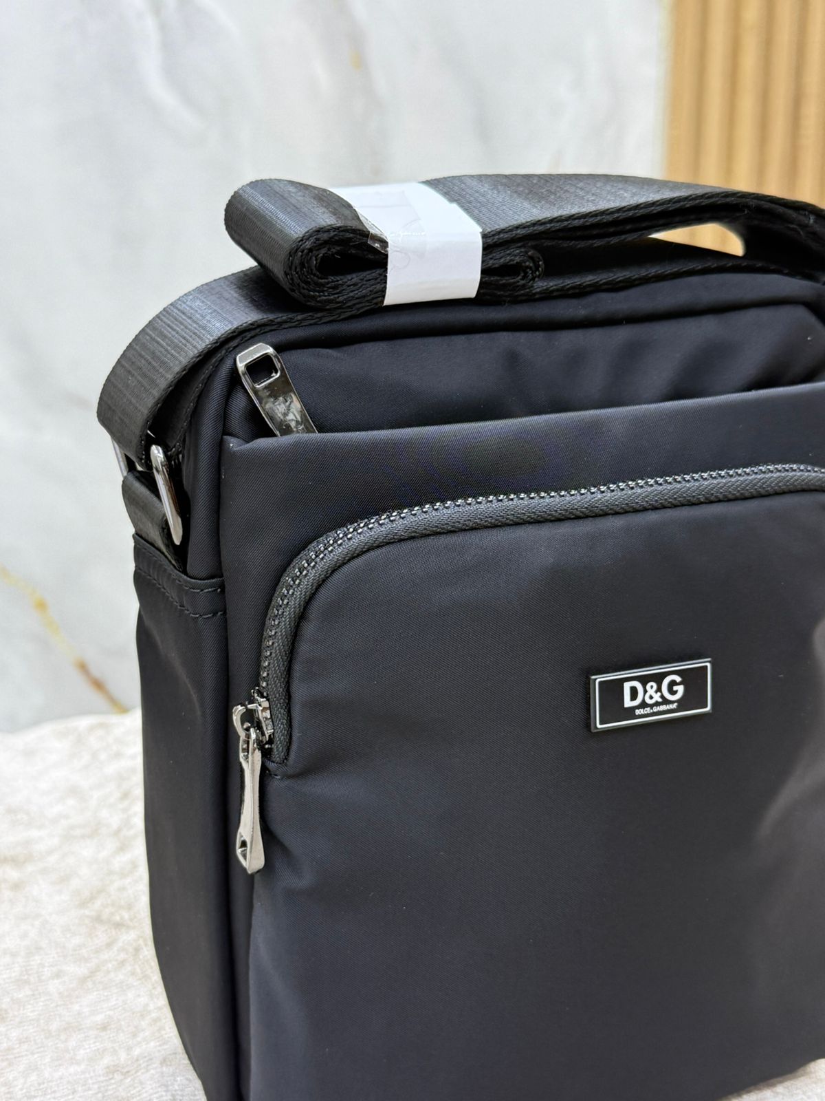 Dark Grey Men’s Crossbody Shoulder Bag with Adjustable Strap