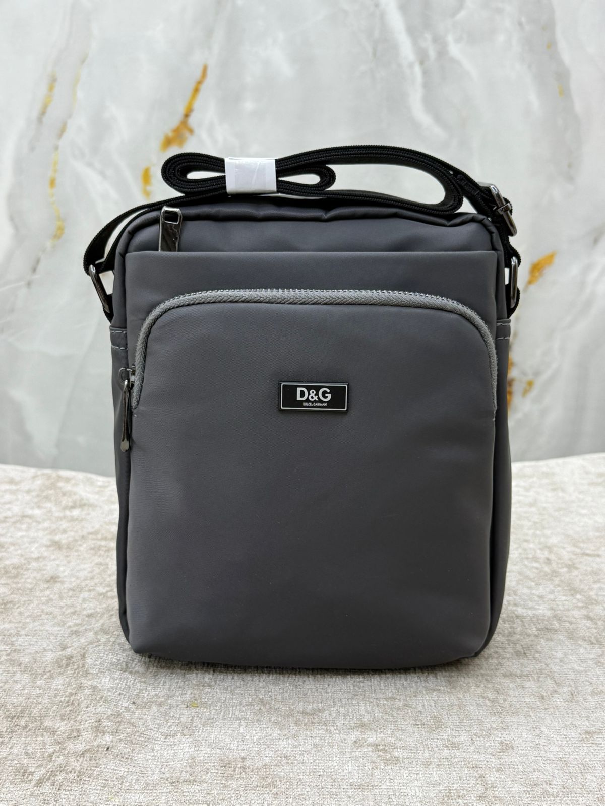 Dark Grey Men’s Crossbody Shoulder Bag with Adjustable Strap