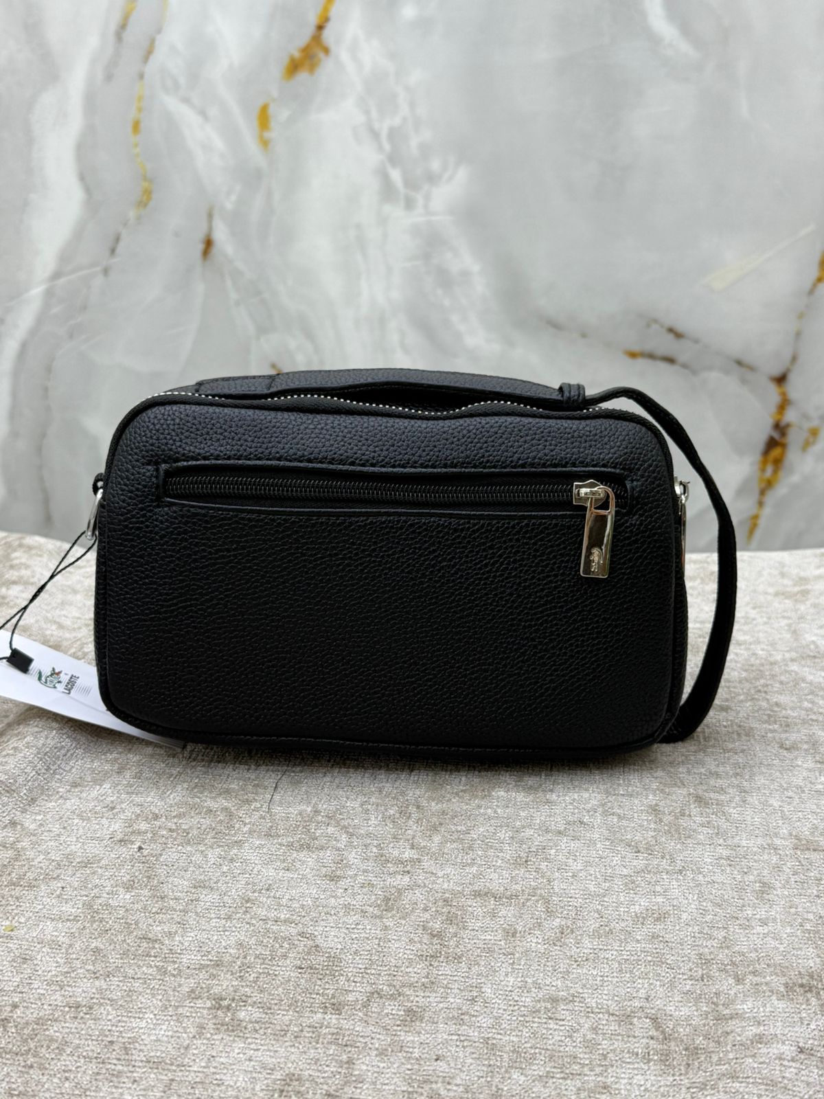 Lacoste Leather Clutch Bag with Double Zip Pocket