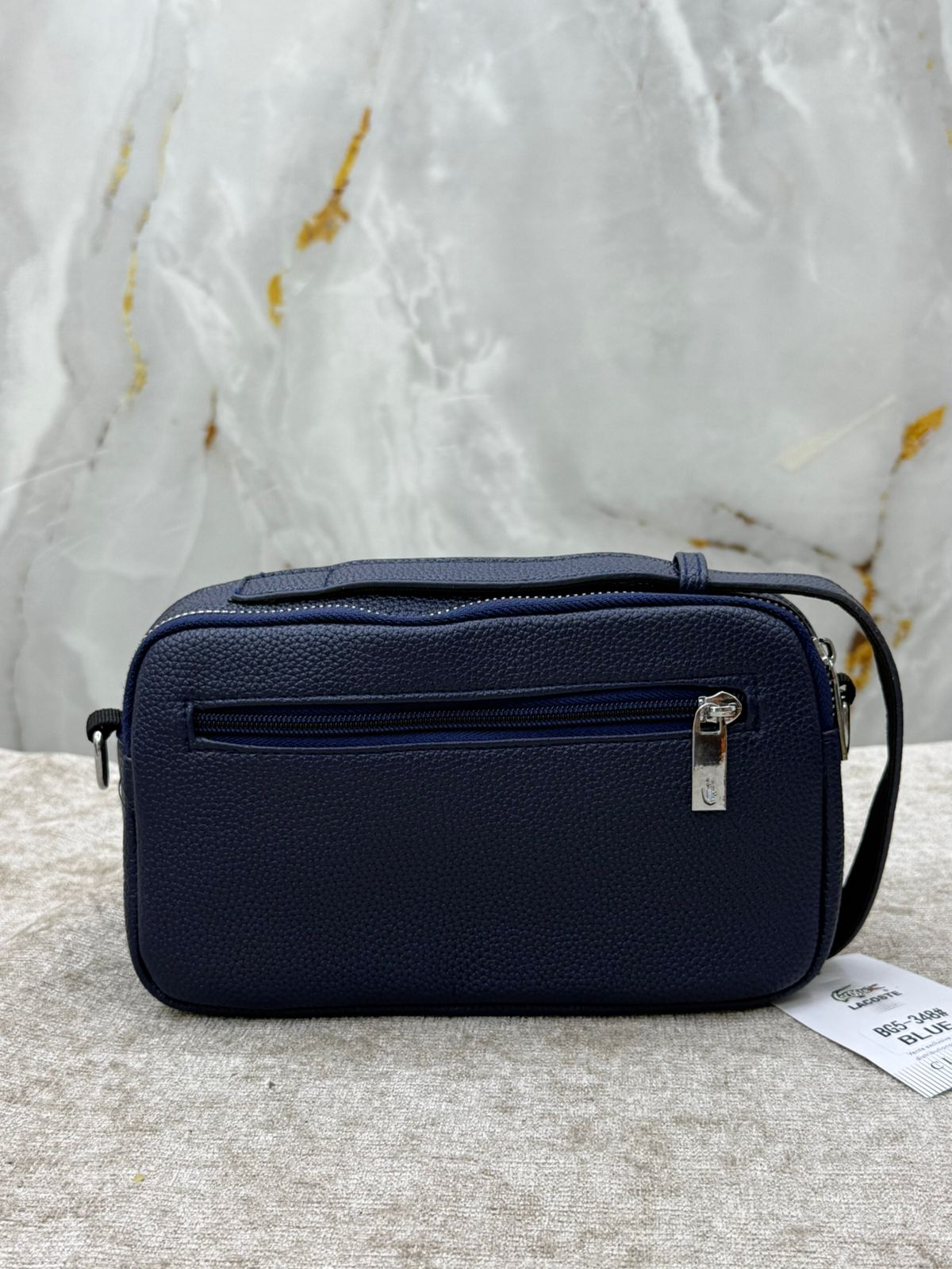 Lacoste Leather Clutch Bag with Double Zip Pocket