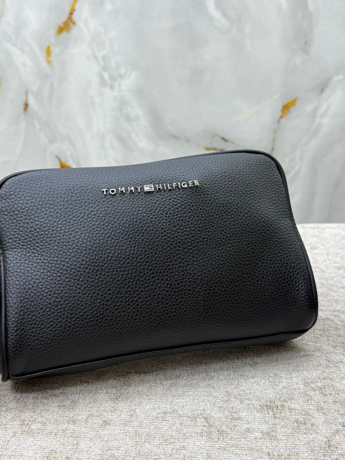 Black Pebbled Leather Clutch Bag