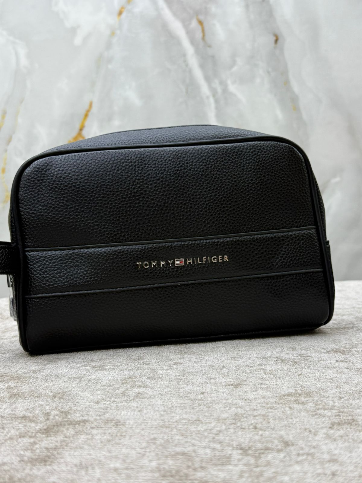 Black Pebbled Leather Crossbody Clutch Bag