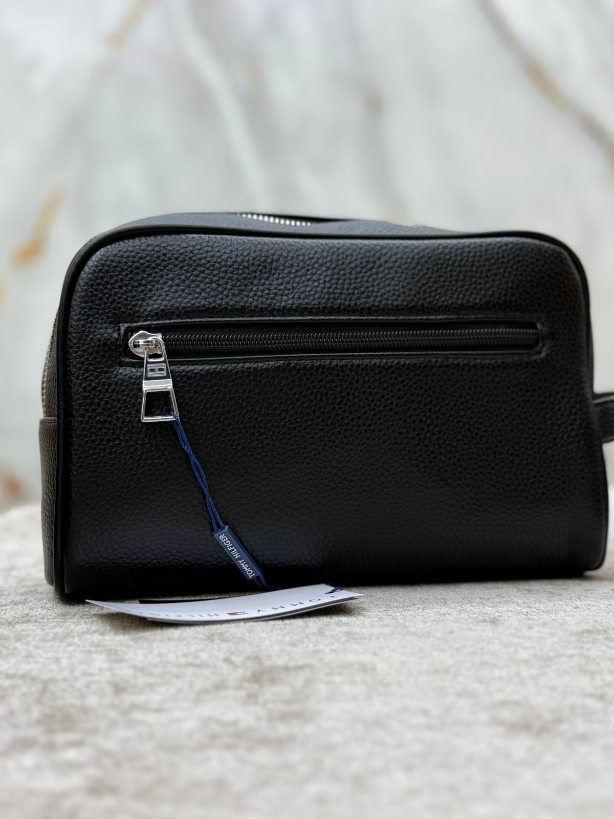 Black Tommy Hilfiger Pebbled Leather Crossbody Clutch Bag