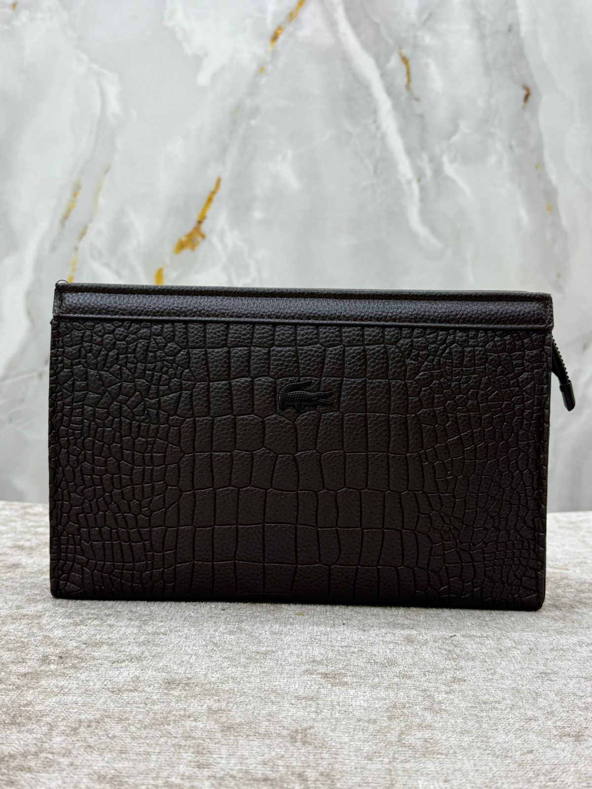 Lacoste Crocodile-Texture Leather Clutch Bags