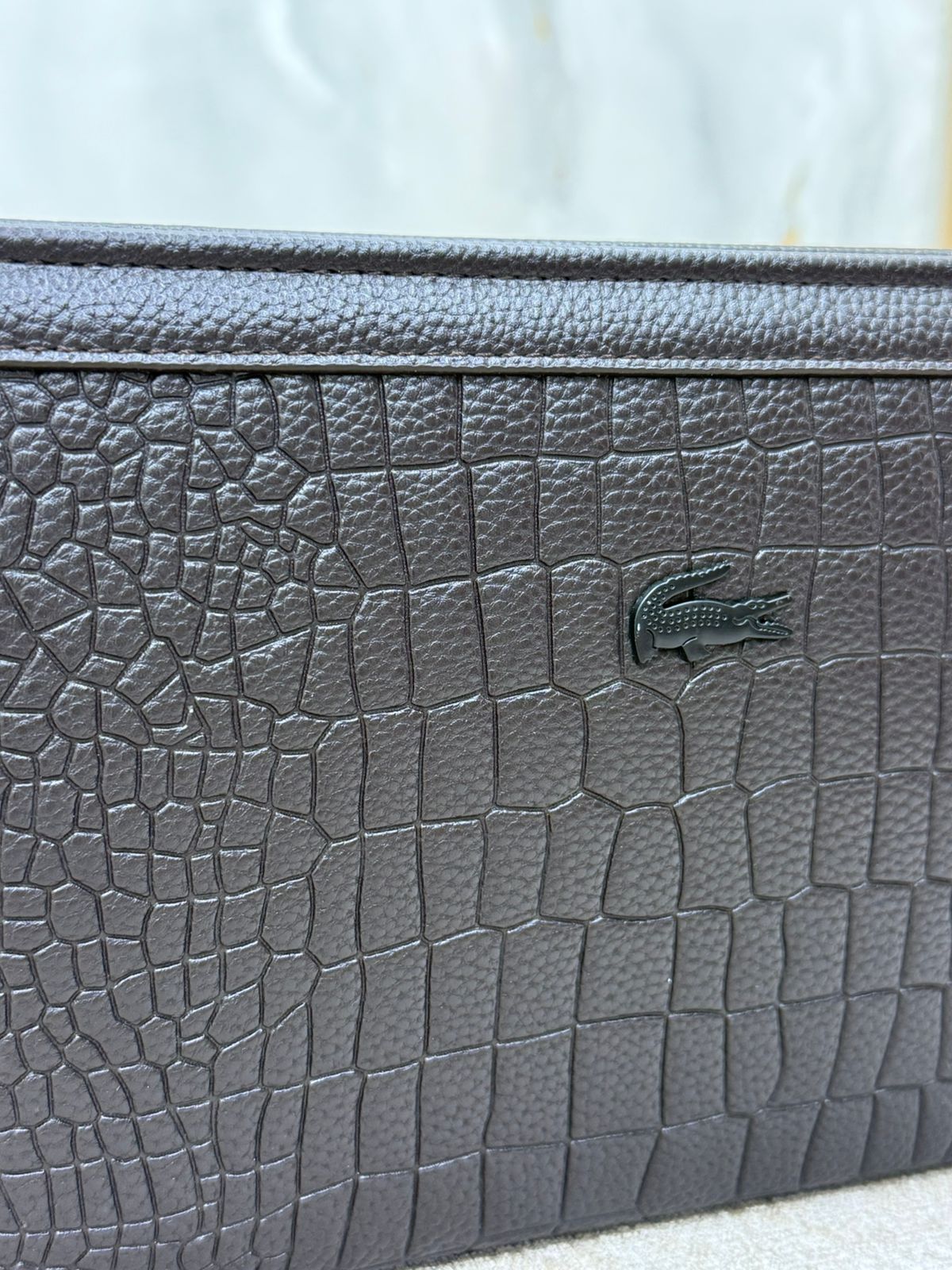 Lacoste Crocodile-Texture Leather Clutch Bags