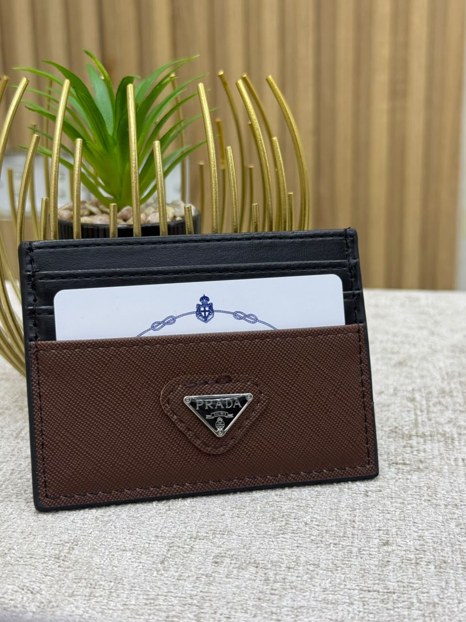 Brown Saffiano Card Holde