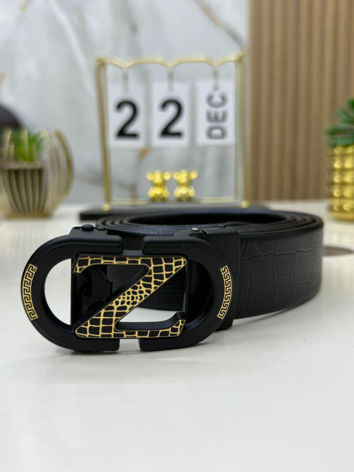 Black & Gold Trim Belt