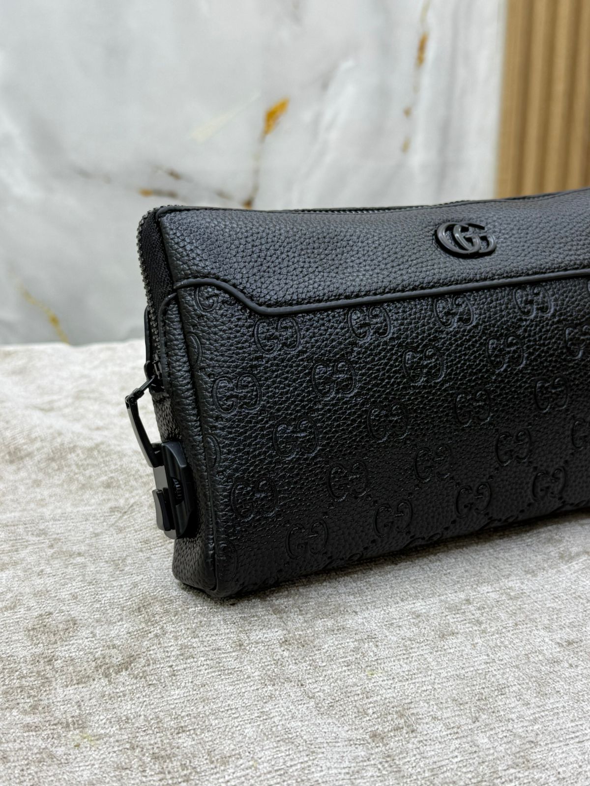 Gucci Monogram Leather Clutch Bag