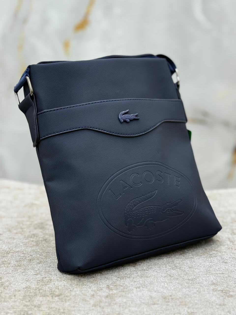 Classic Embossed Flat Crossbody Messenger Bag