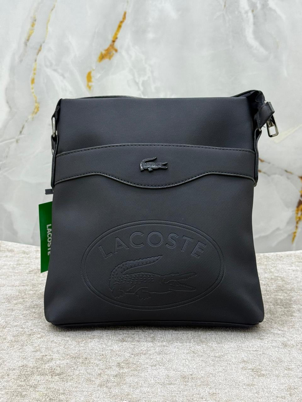 Classic Embossed Flat Crossbody Messenger Bag